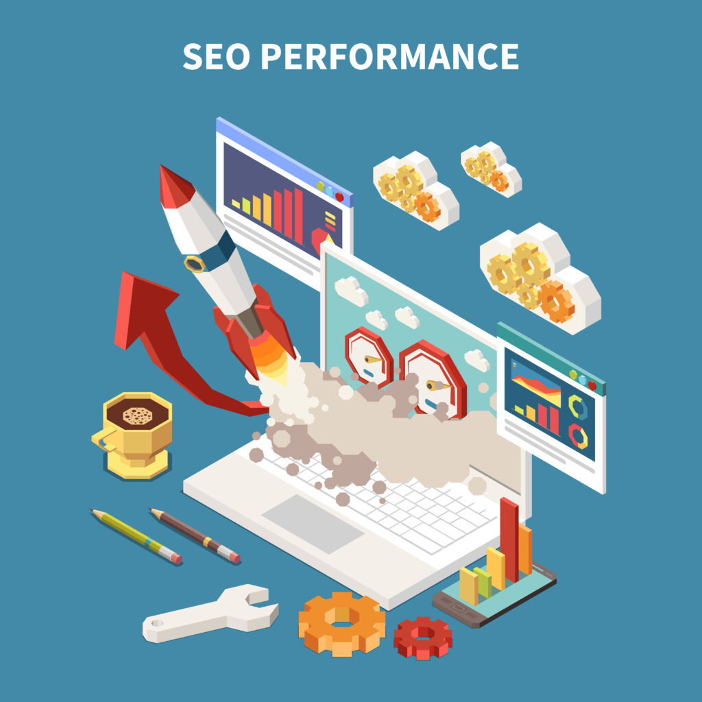 Colored Web SEO Isometric Composition